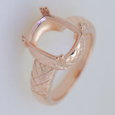 Art Deco Sterling Silver Semi Mount Ring Setting Cushion CU 12x10mm
